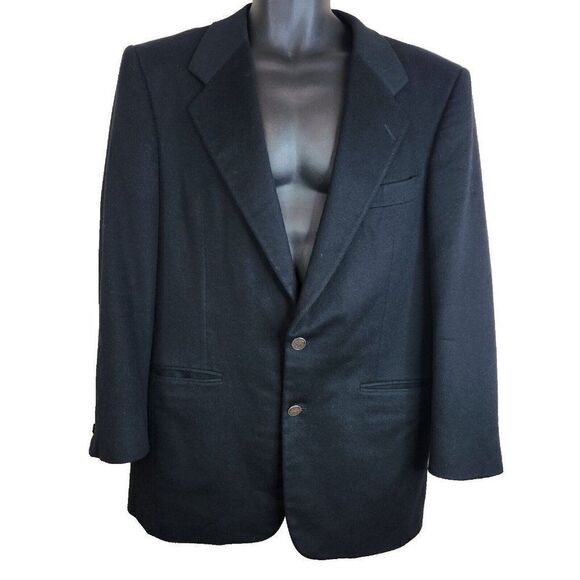 Hickey Freeman USA Made 2 Button Blazer Sport Coat 40 R Black Cashmere Boardroom - Picture 1 of 11